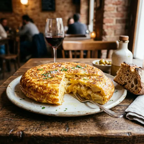 Tortilla de patatas jugosa